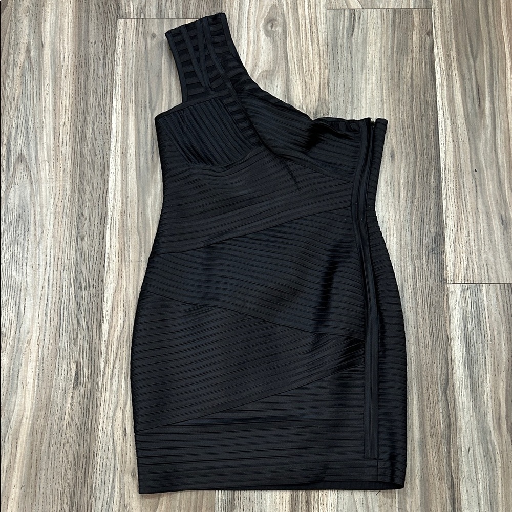 BCBGMaxAzria Black One-Shoulder Dress